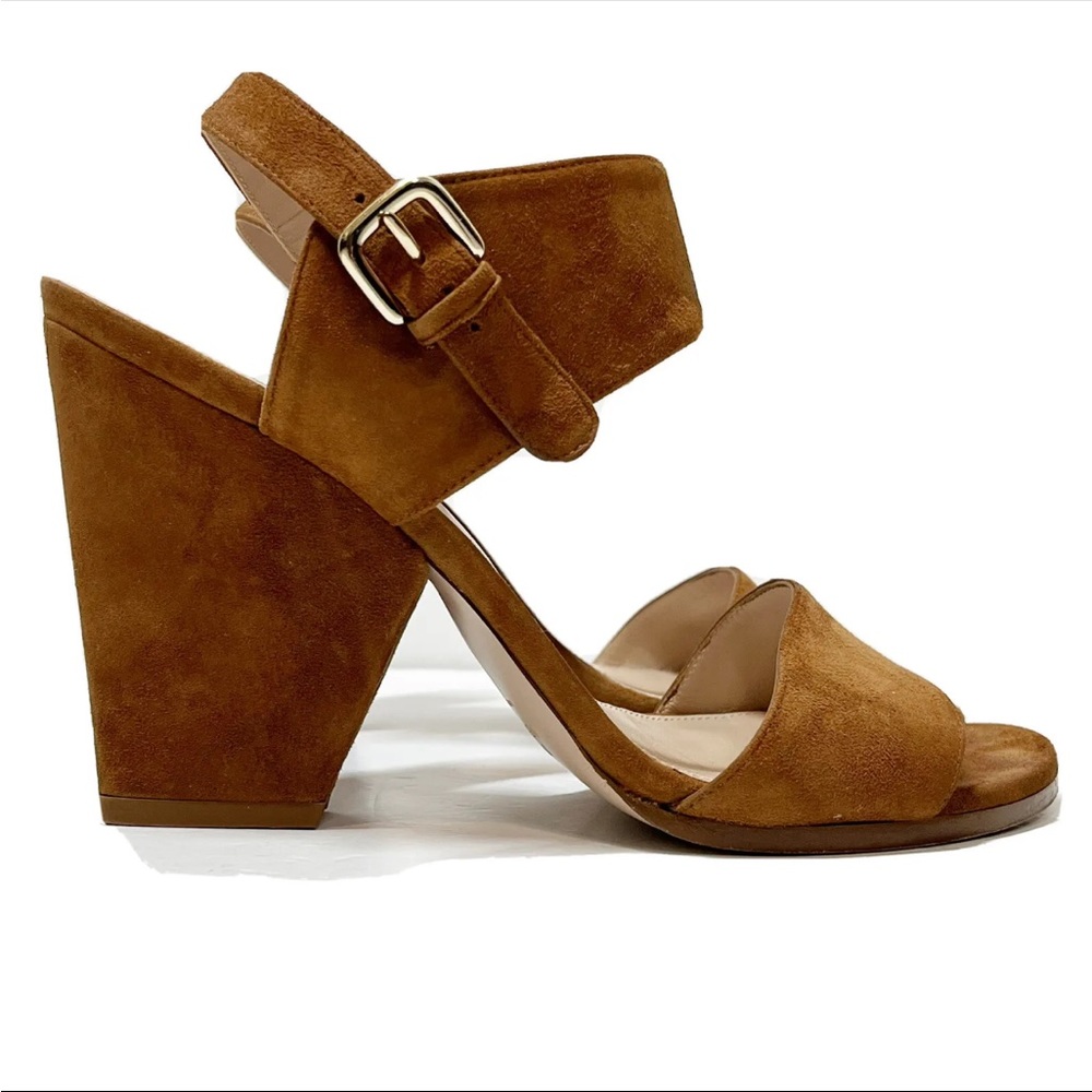 Stuart Weitzman Partisan Open Toe High Heel Saddle Suede Wedge Sandals Size 10 M